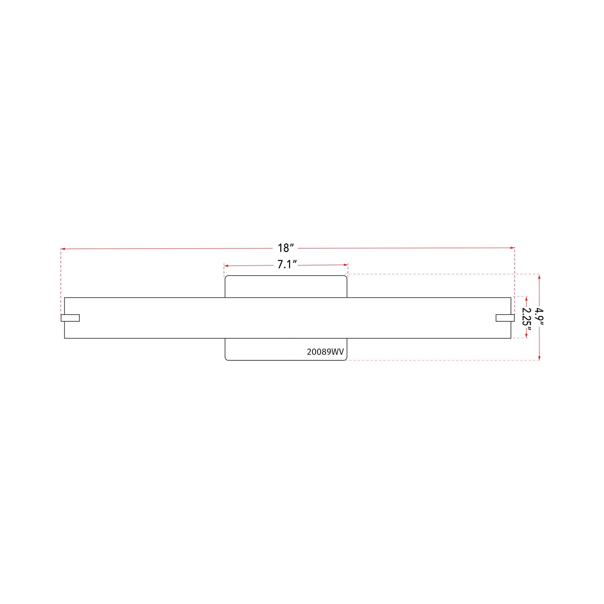 Squire LED Bath Vanity Light - line drawing.