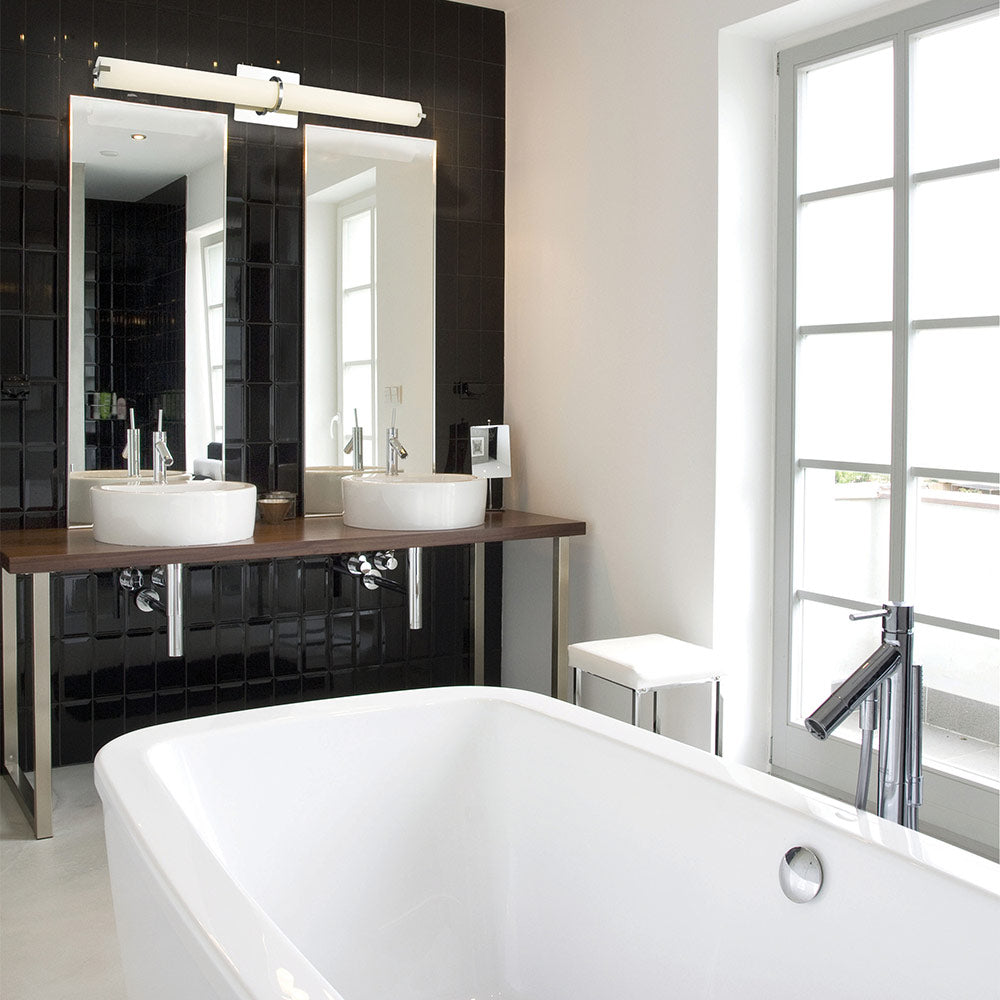 Squire Round LED Bath Vanity Light in bathroom.