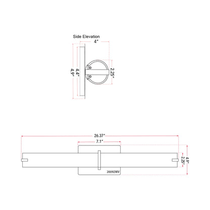 Squire Round LED Bath Vanity Light - line drawing.