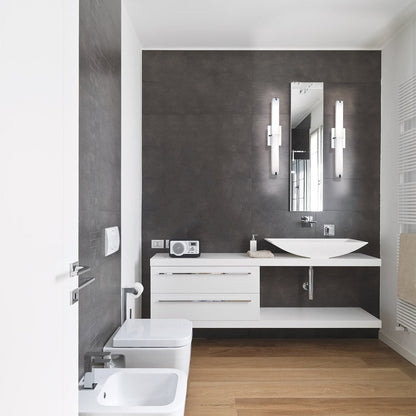 Squire Square LED Bath Vanity Light in bathroom.
