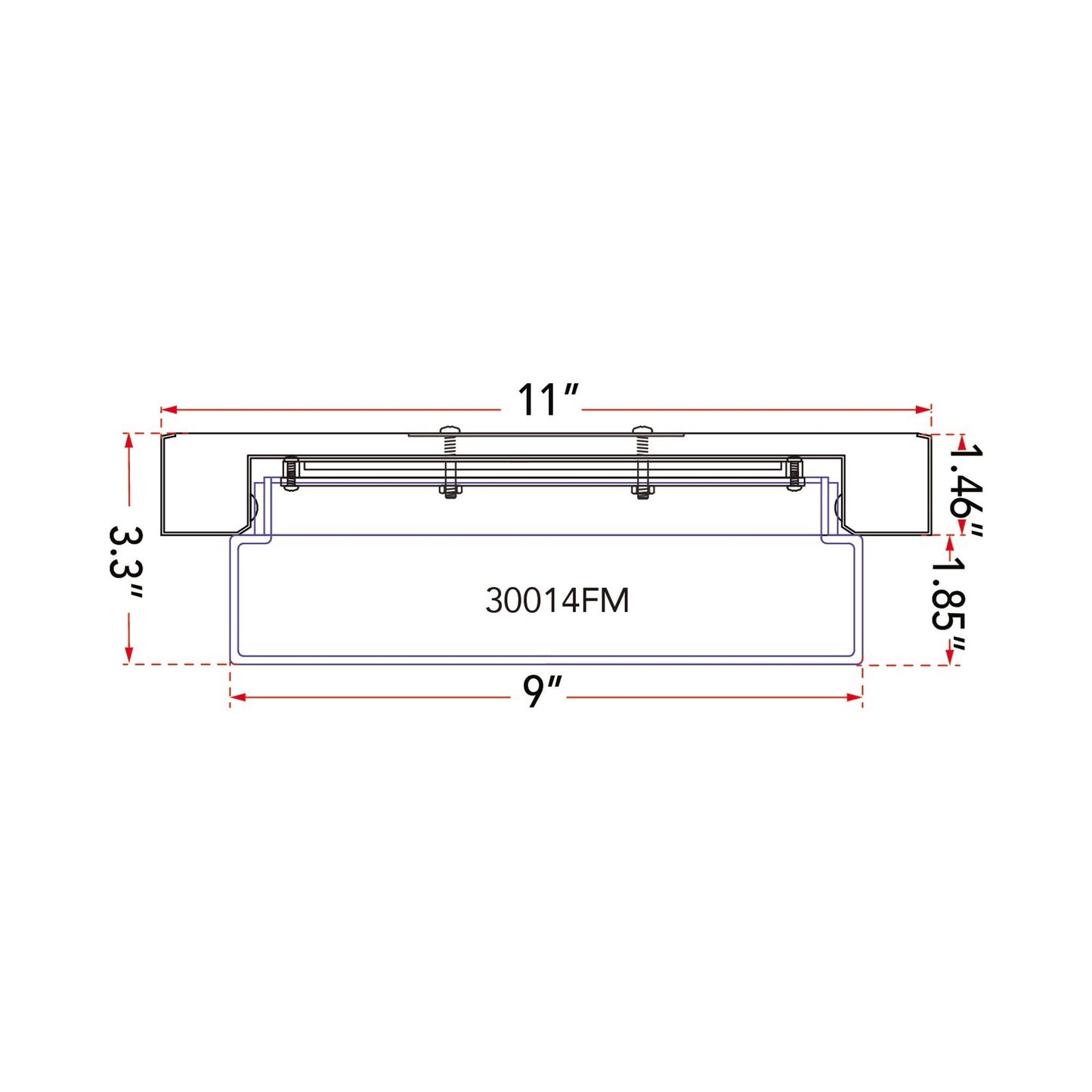 Step LED Flush Mount Ceiling Light - line drawing.