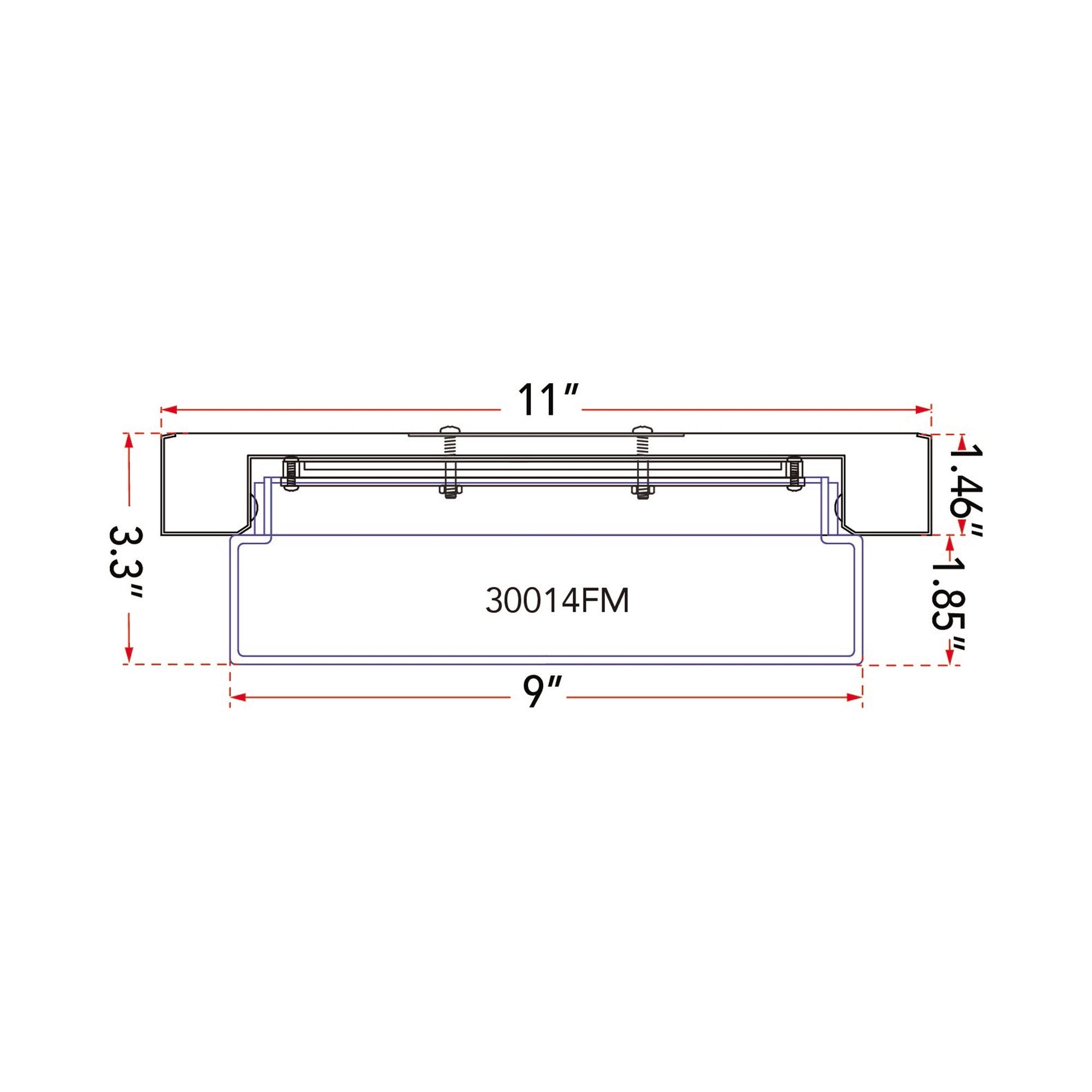Step LED Flush Mount Ceiling Light - line drawing.