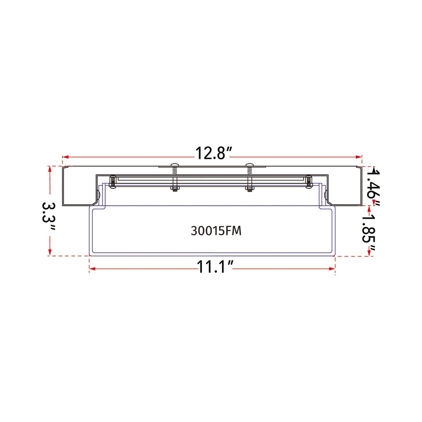 Step LED Flush Mount Ceiling Light - line drawing.