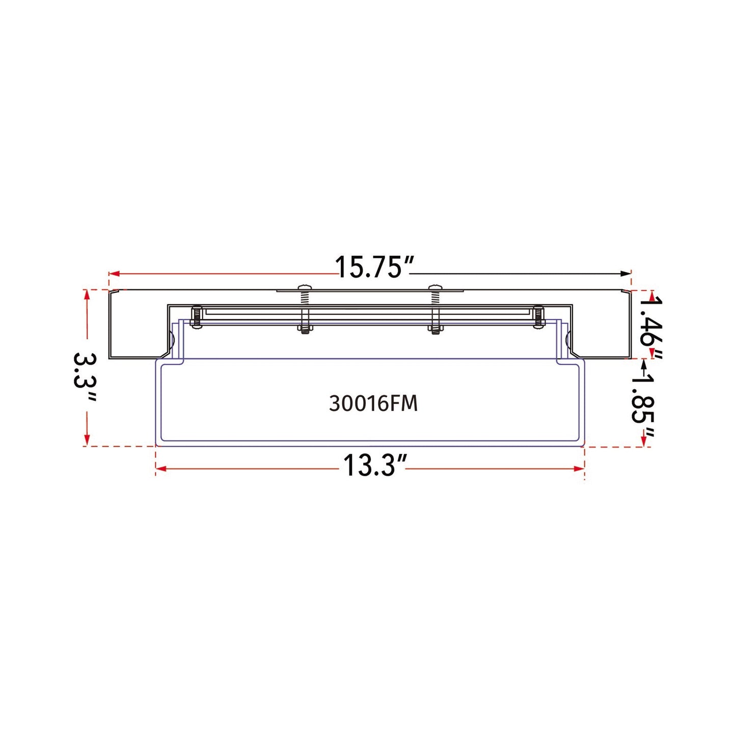 Step LED Flush Mount Ceiling Light - line drawing.