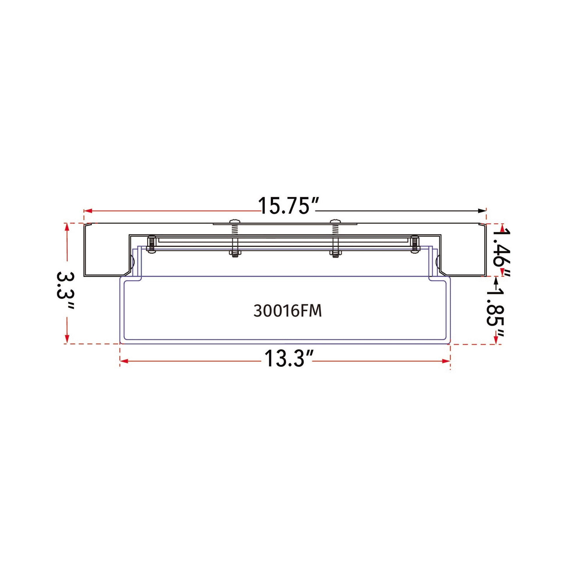 Step LED Flush Mount Ceiling Light - line drawing.