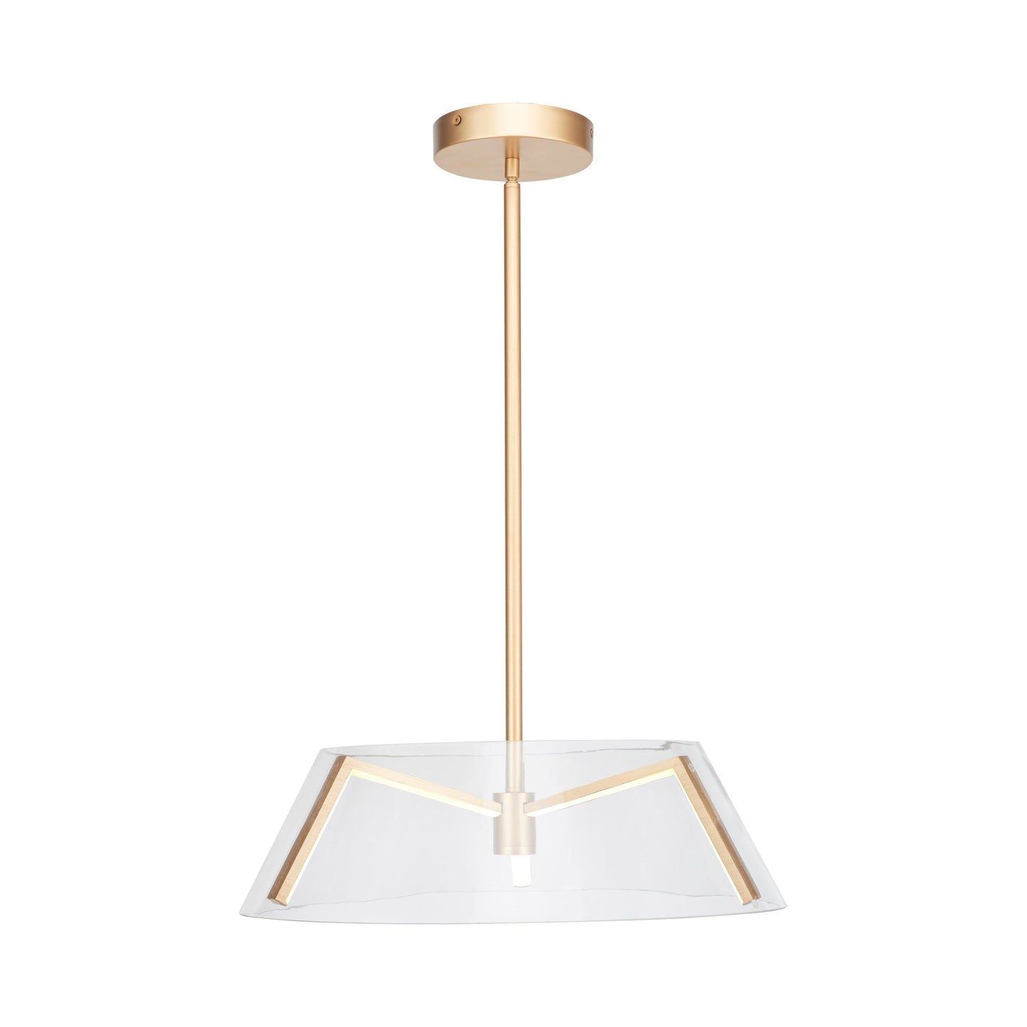Talon LED Pendant Light in Brushed Brass.