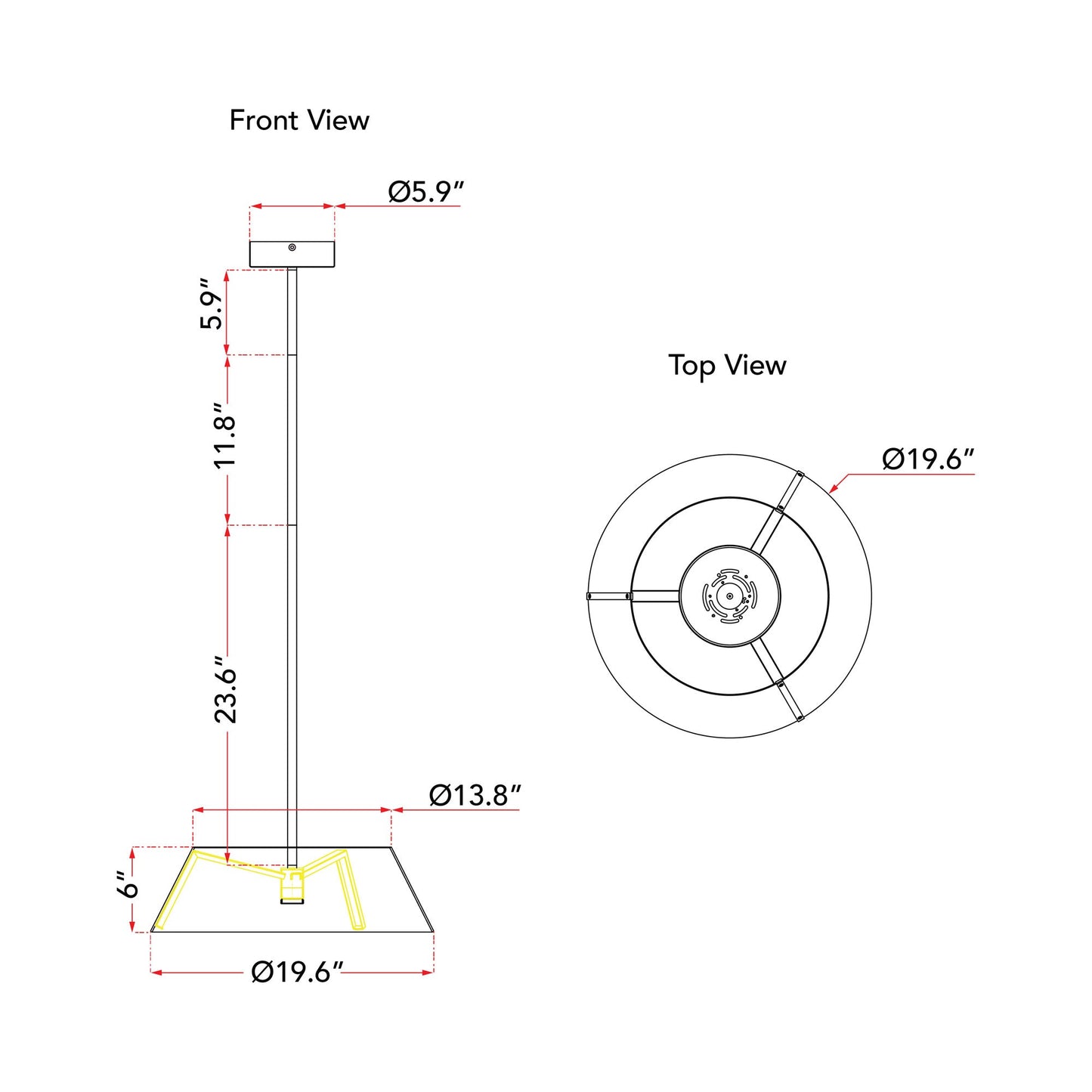 Talon LED Pendant Light - line drawing.