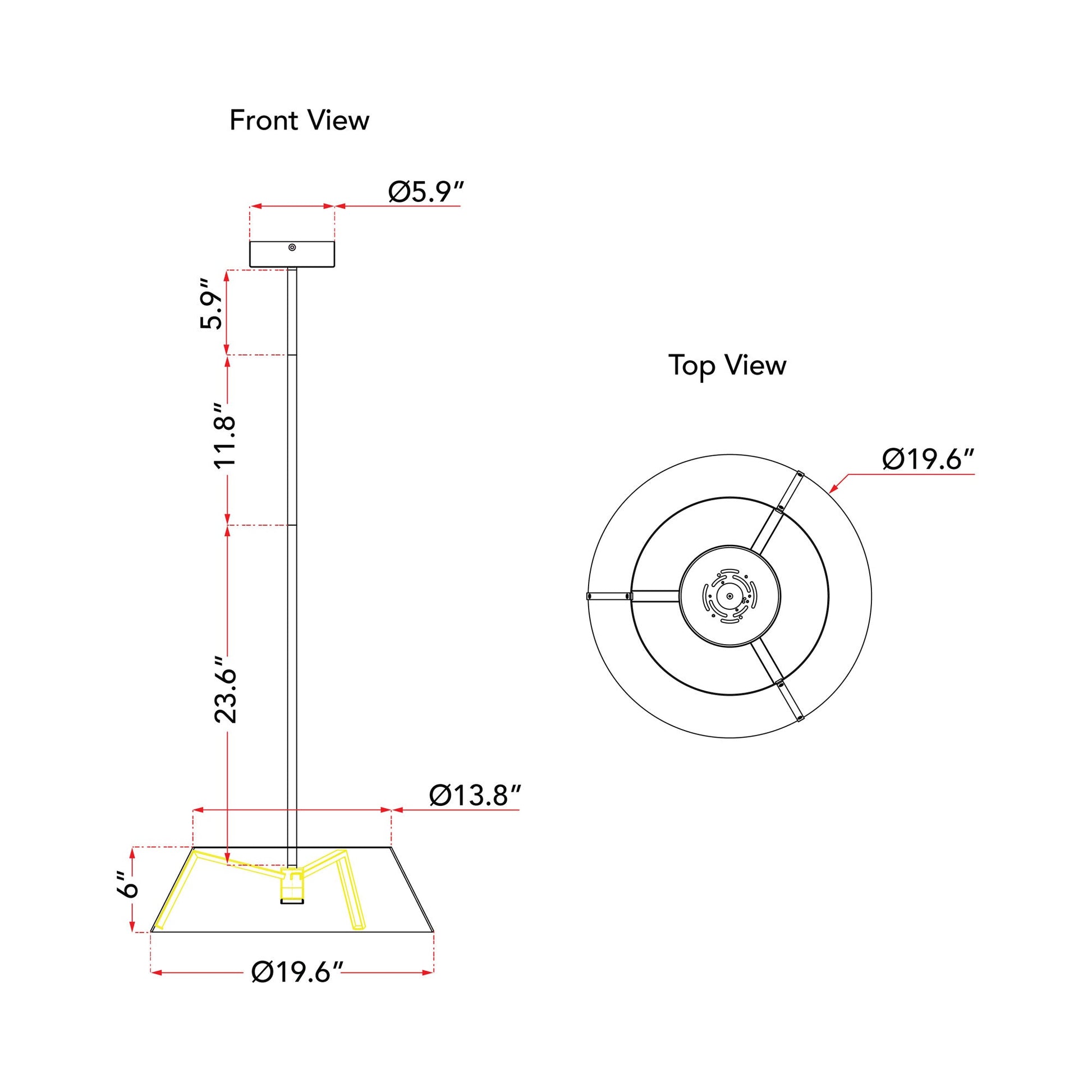 Talon LED Pendant Light - line drawing.