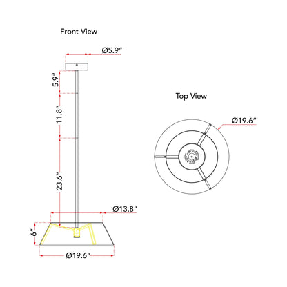 Talon LED Pendant Light - line drawing.