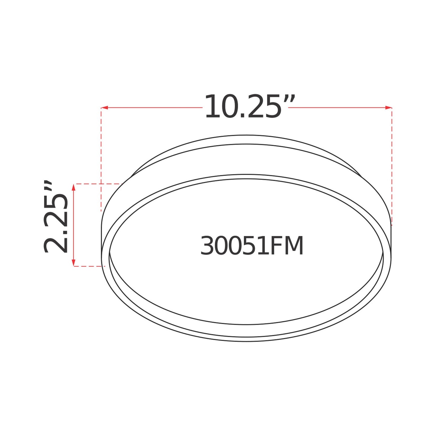 Tambourine LED Flush Mount Ceiling Light - line drawing.