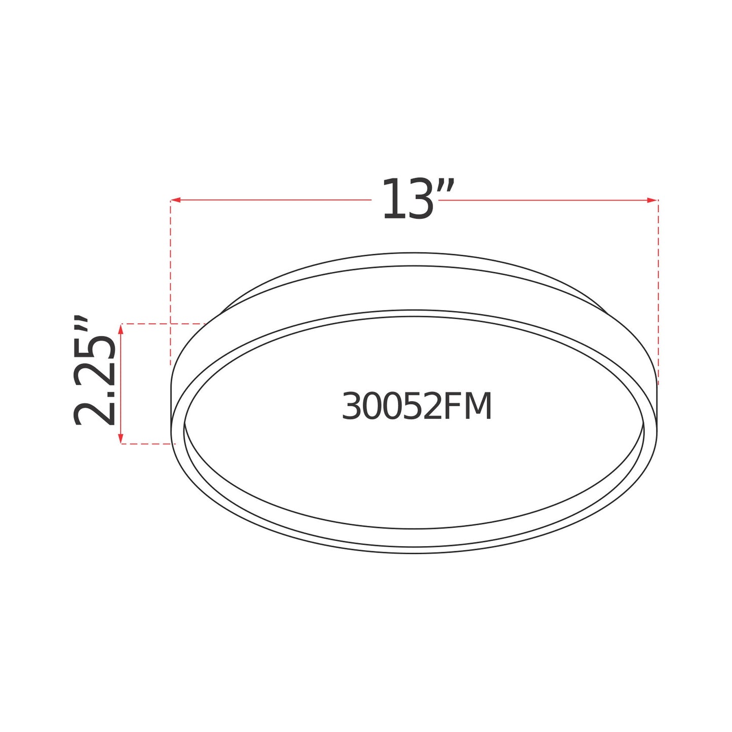 Tambourine LED Flush Mount Ceiling Light - line drawing.