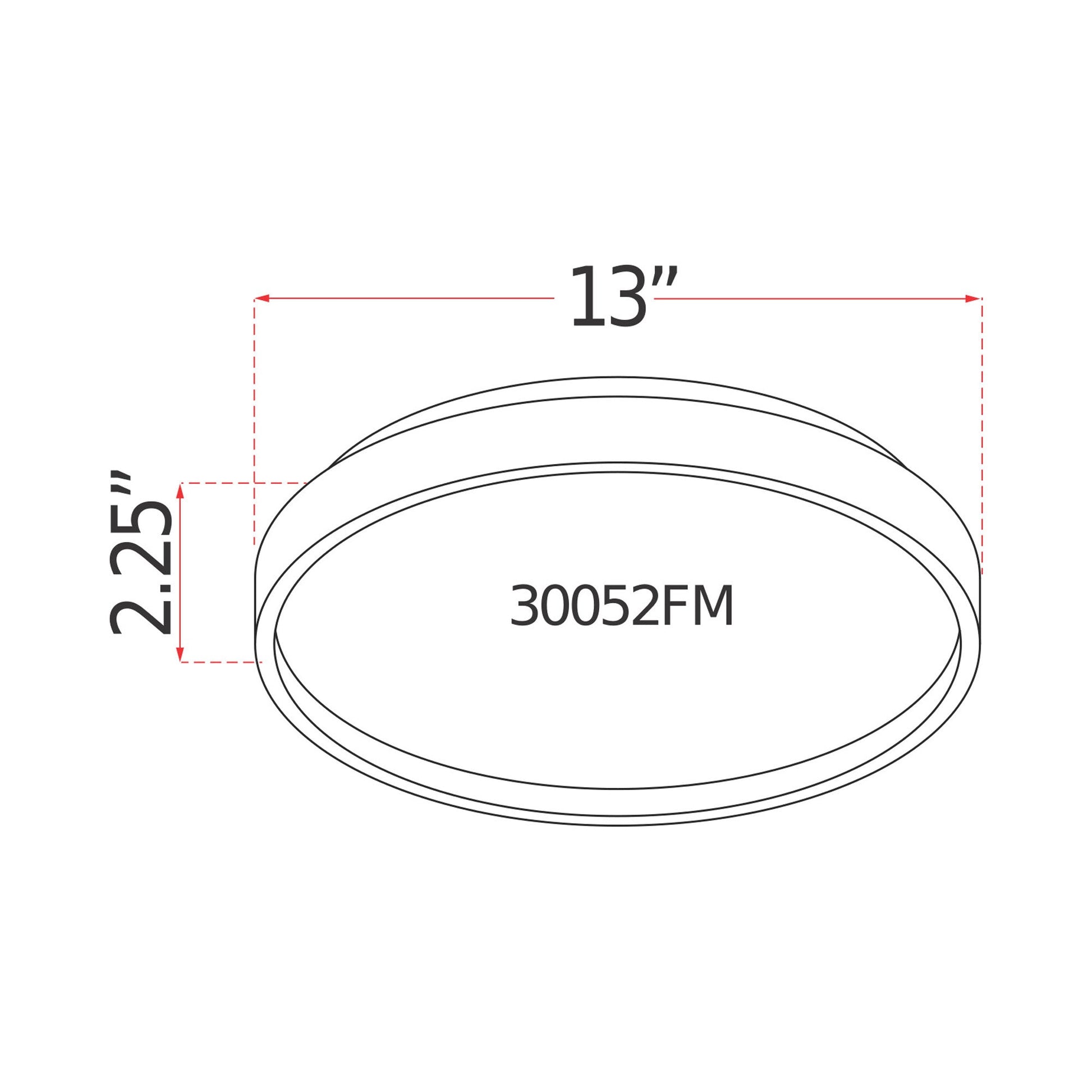 Tambourine LED Flush Mount Ceiling Light - line drawing.