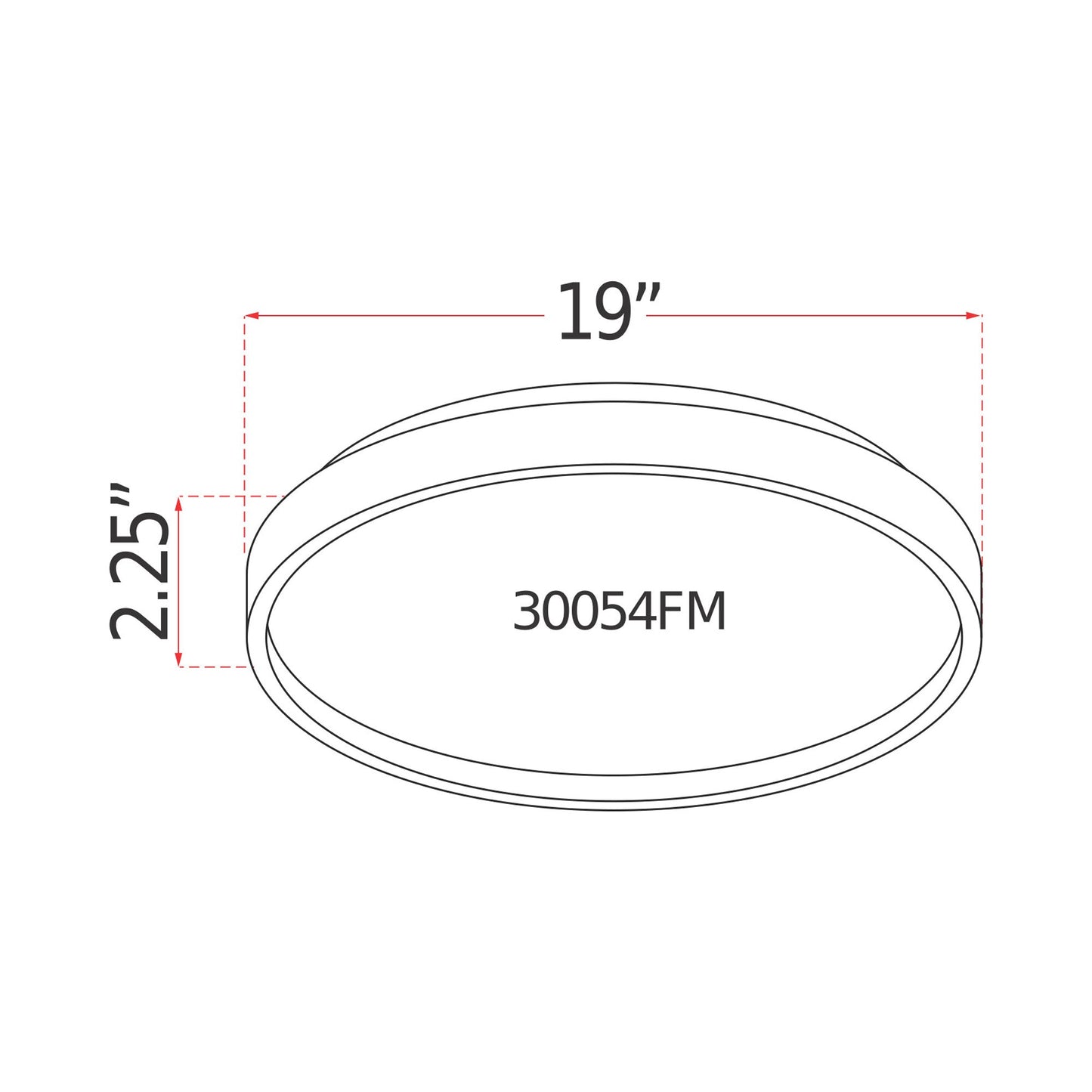 Tambourine LED Flush Mount Ceiling Light - line drawing.