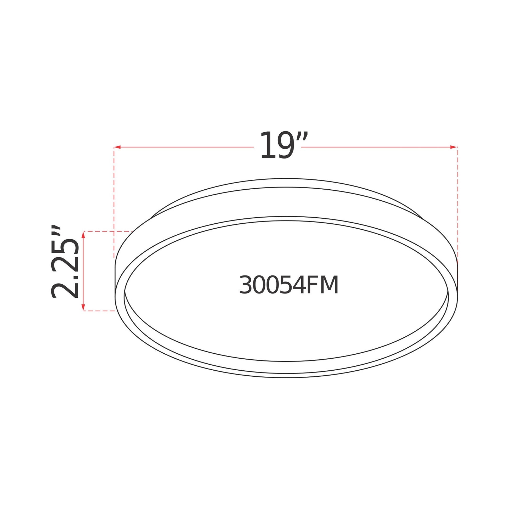 Tambourine LED Flush Mount Ceiling Light - line drawing.