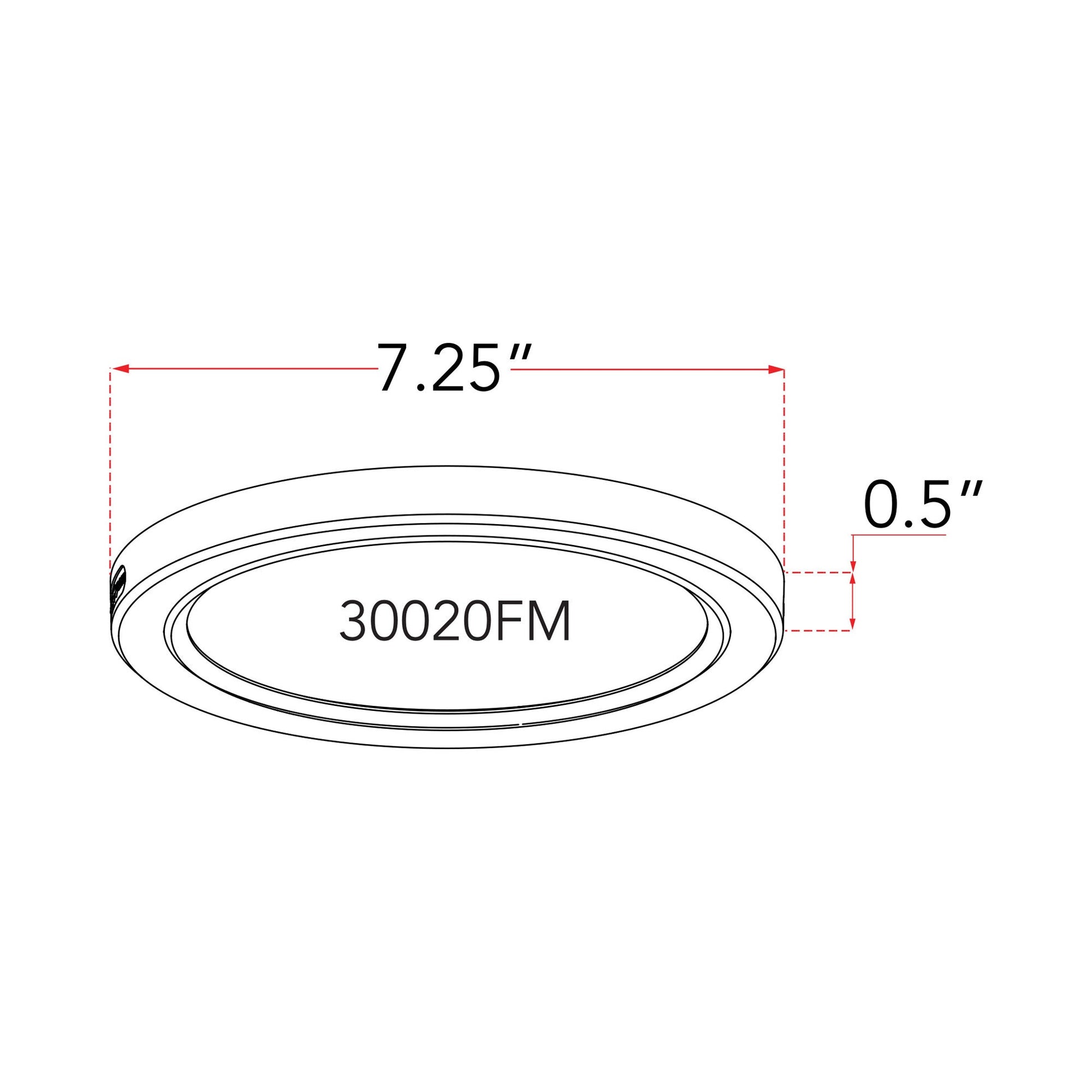 Trix LED Flush Mount Ceiling Light - line drawing.