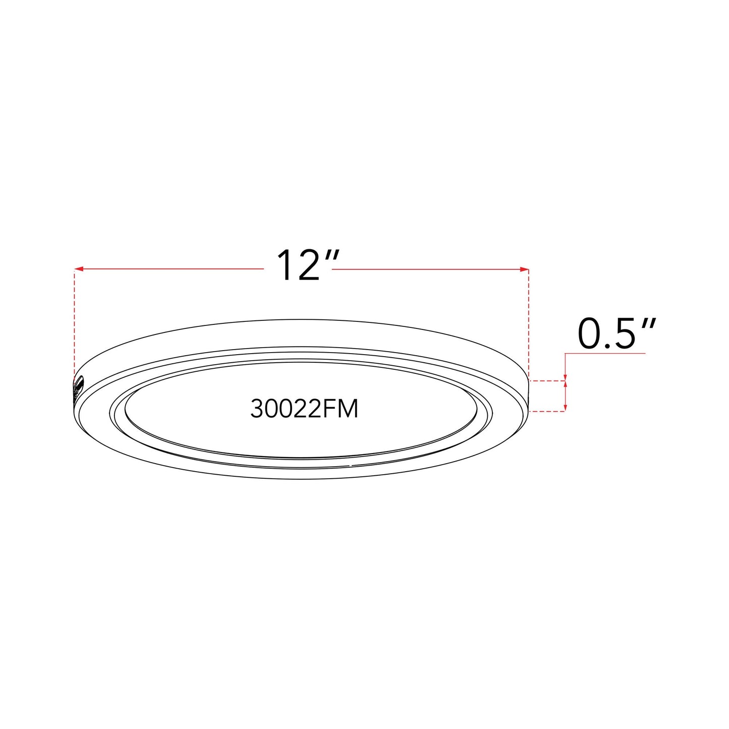 Trix LED Flush Mount Ceiling Light - line drawing.