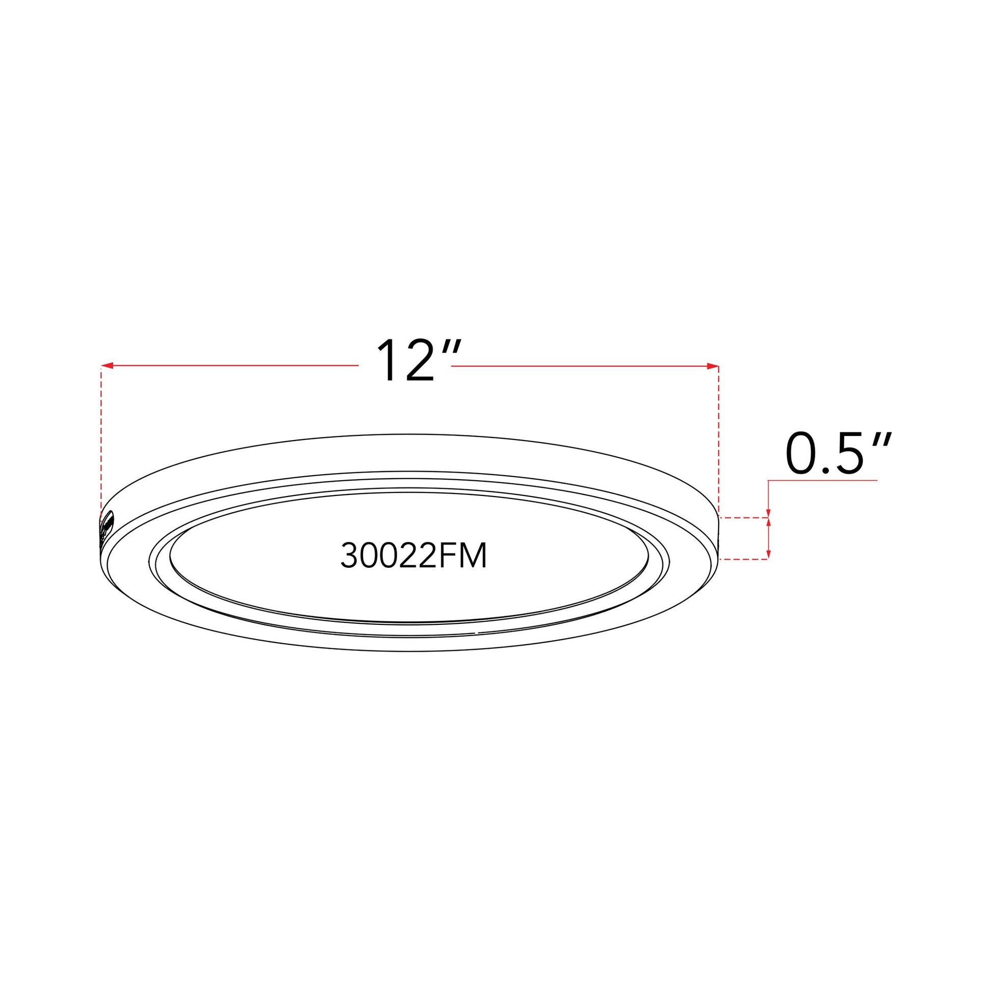 Trix LED Flush Mount Ceiling Light - line drawing.