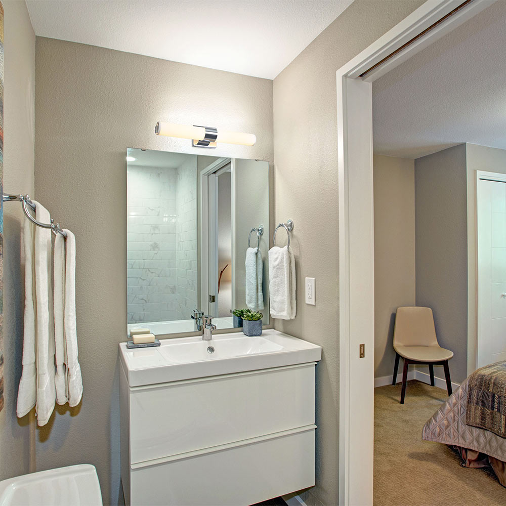 Turbo LED Bath Vanity Light in bathroom.