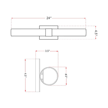 Turbo LED Bath Vanity Light - line drawing.