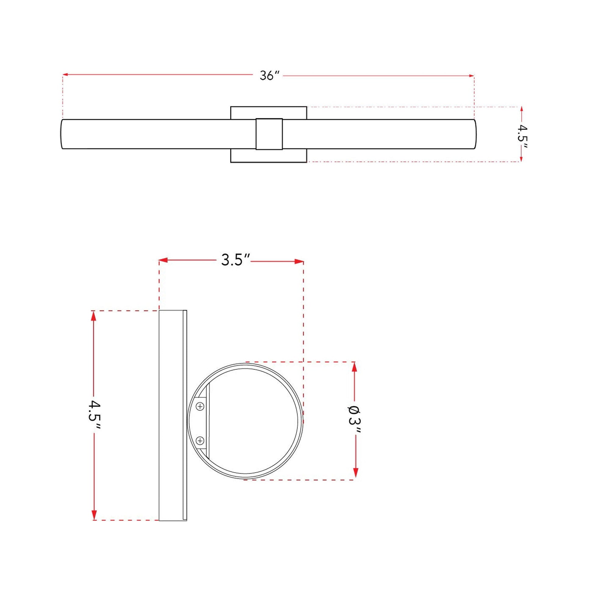 Turbo LED Bath Vanity Light - line drawing.