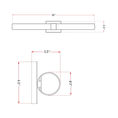 Turbo LED Bath Vanity Light - line drawing.