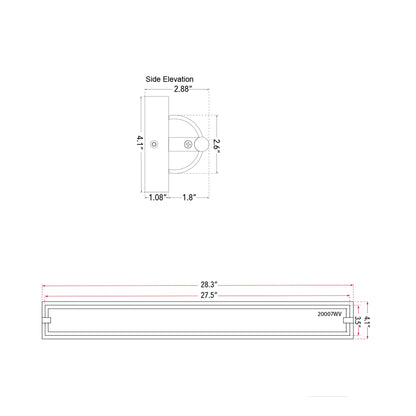 Veil LED Bath Vanity Light - line drawing.