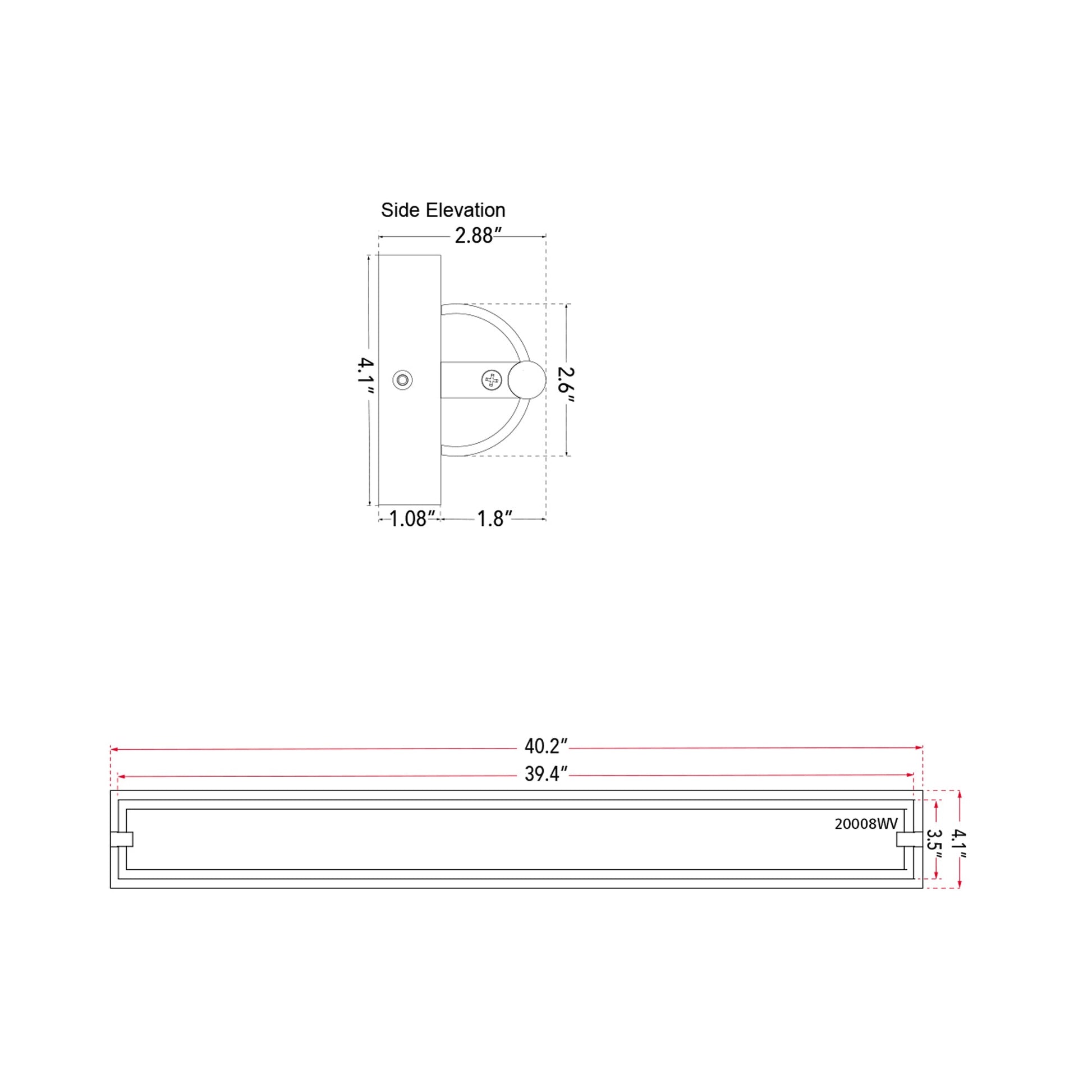 Veil LED Bath Vanity Light - line drawing.