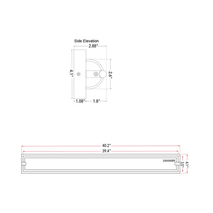 Veil LED Bath Vanity Light - line drawing.