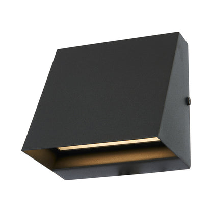 Wedge Outdoor LED Wall Light in Matte Black.