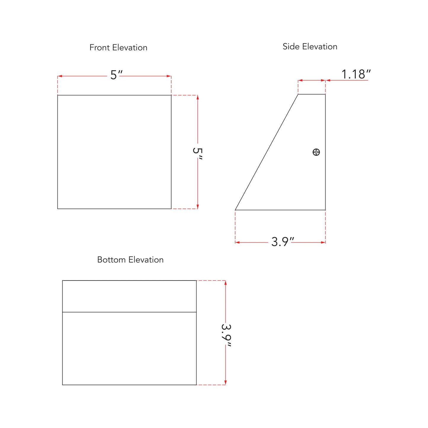 Wedge Outdoor LED Wall Light - line drawing.