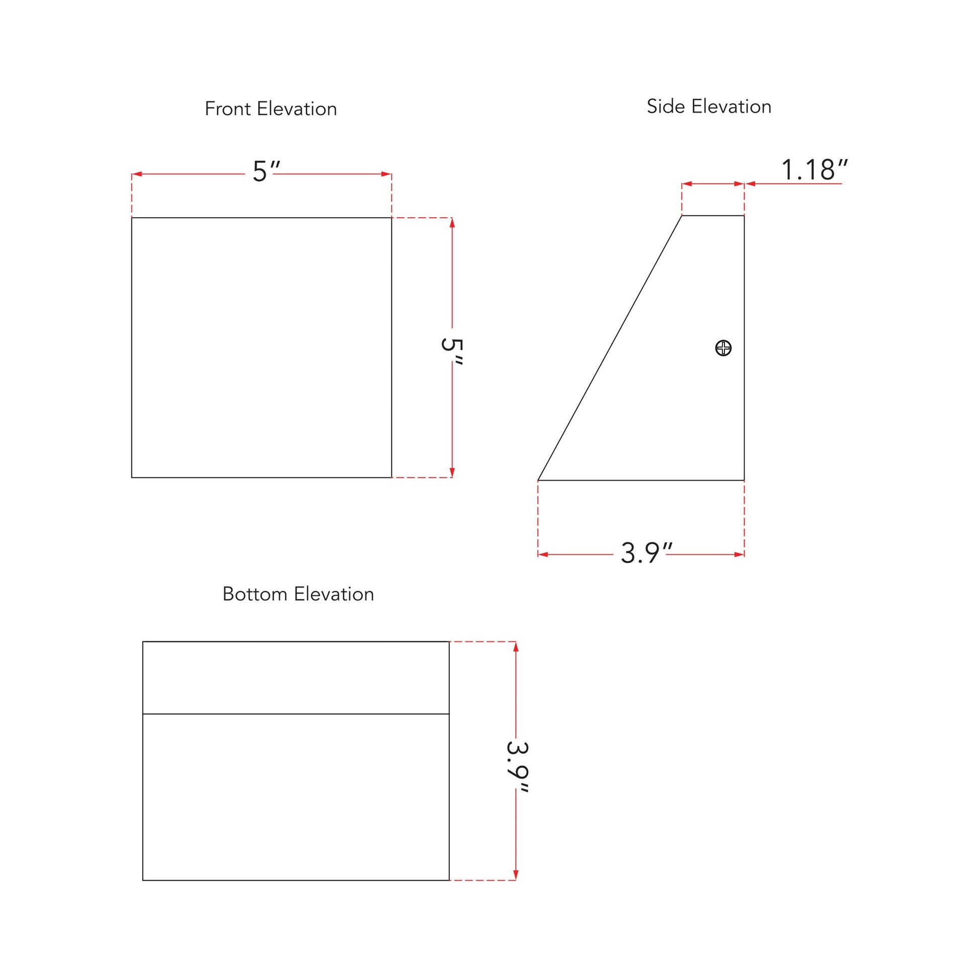 Wedge Outdoor LED Wall Light - line drawing.