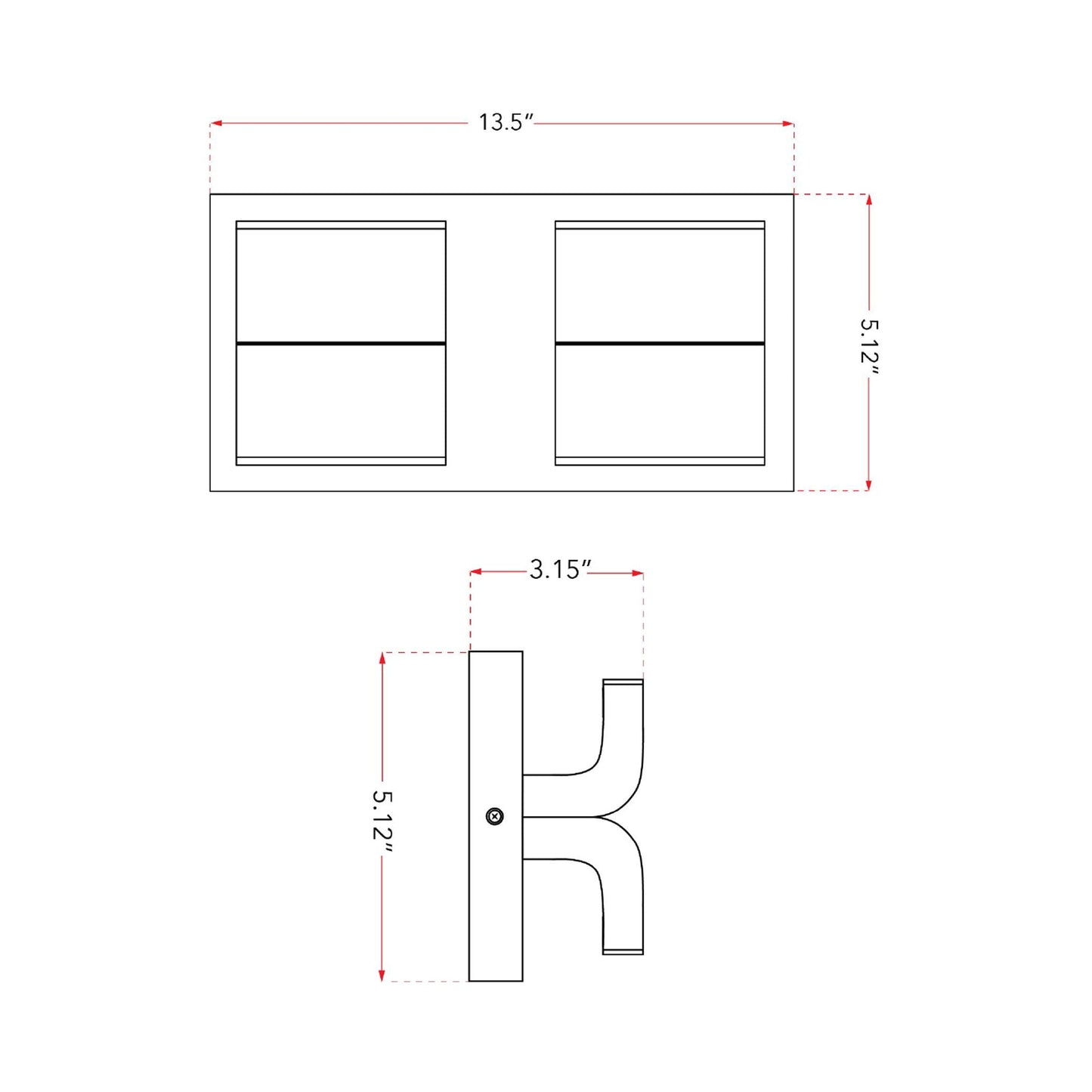 Willow Outdoor LED Wall Light - line drawing.