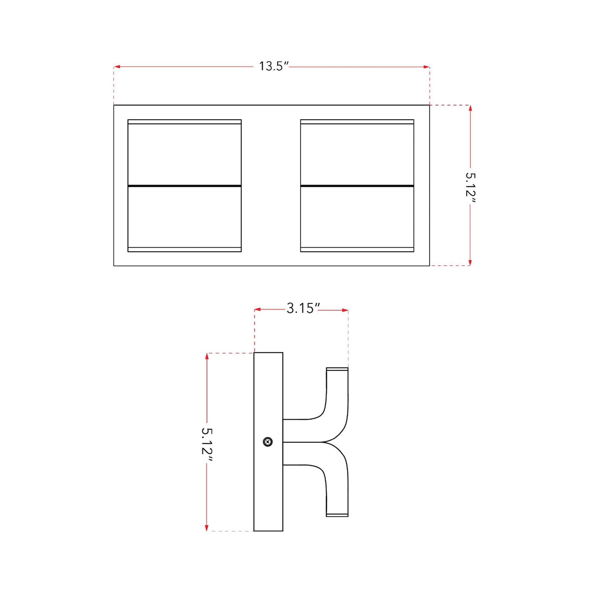 Willow Outdoor LED Wall Light - line drawing.