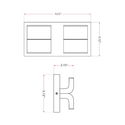 Willow Outdoor LED Wall Light - line drawing.