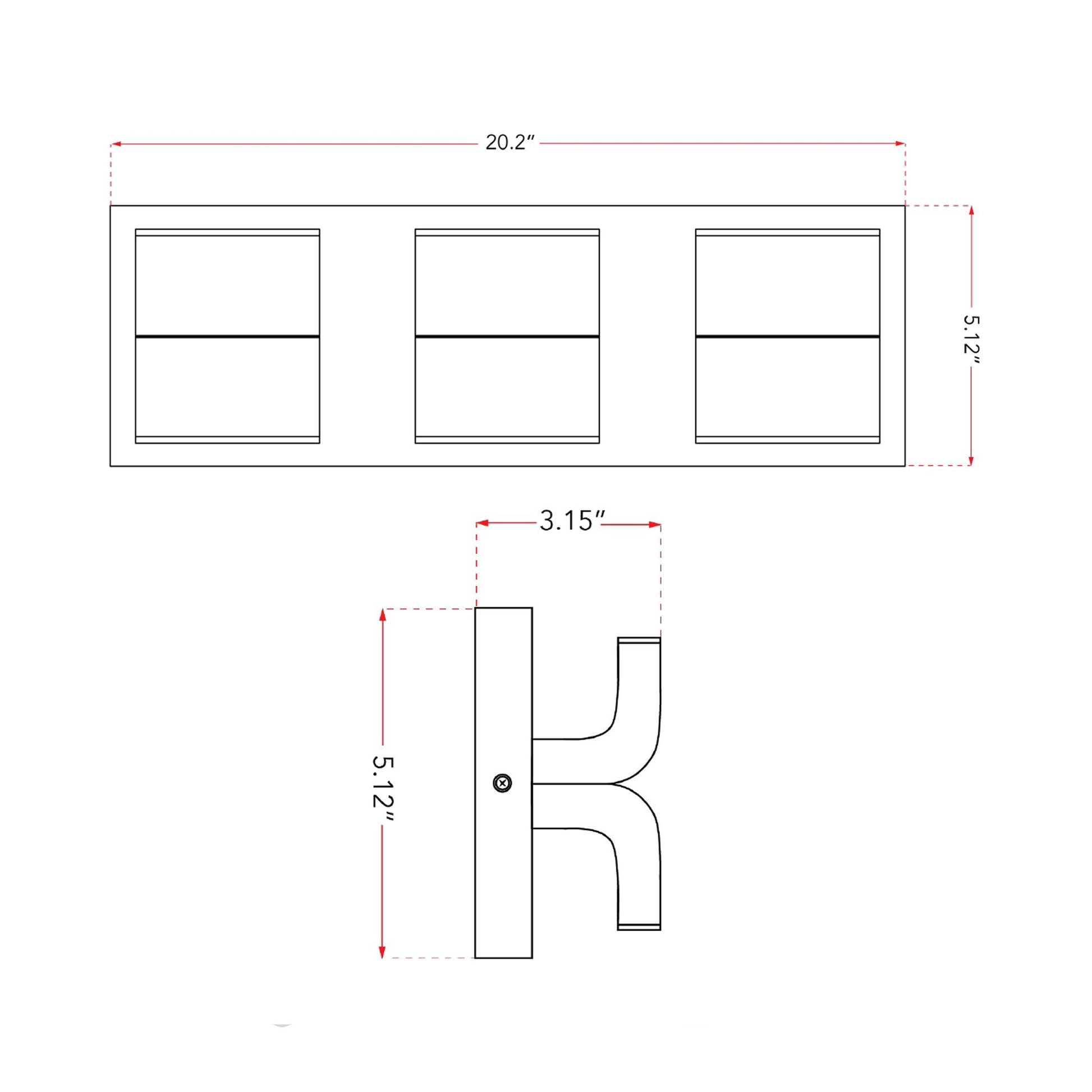 Willow Outdoor LED Wall Light - line drawing.