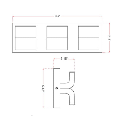 Willow Outdoor LED Wall Light - line drawing.