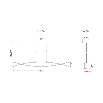 Wishbone LED Pendant Light - line drawing.