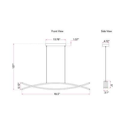 Wishbone LED Pendant Light - line drawing.