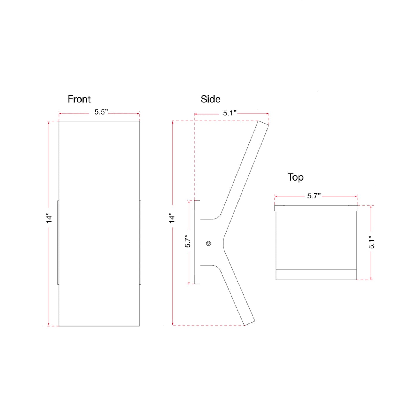 Yoga Angled Outdoor LED Wall Light - line drawing.