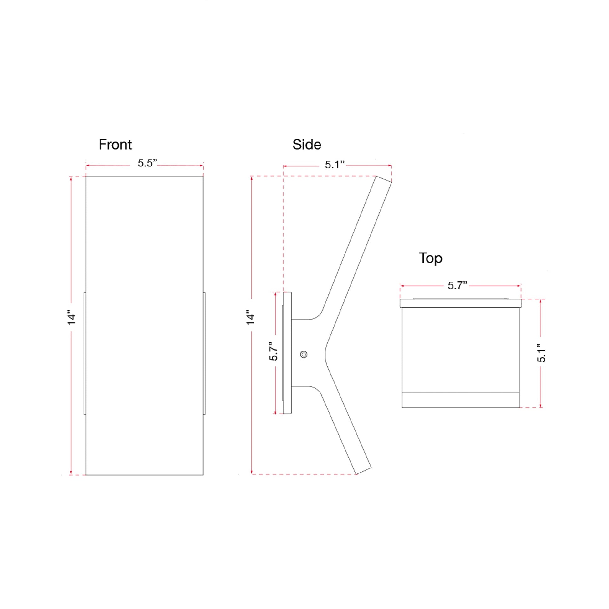 Yoga Angled Outdoor LED Wall Light - line drawing.