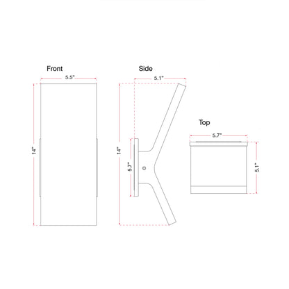 Yoga Angled Outdoor LED Wall Light - line drawing.