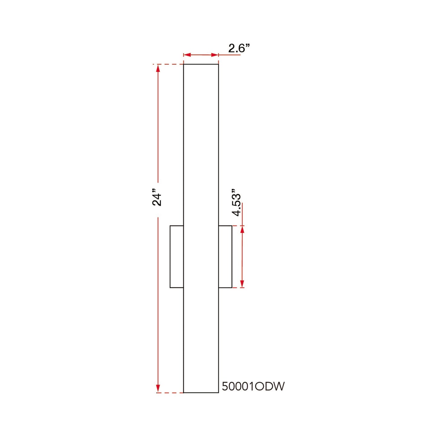 Yoga Straight Outdoor LED Wall Light - line drawing.