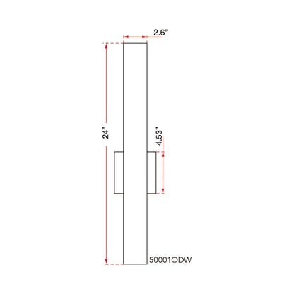 Yoga Straight Outdoor LED Wall Light - line drawing.