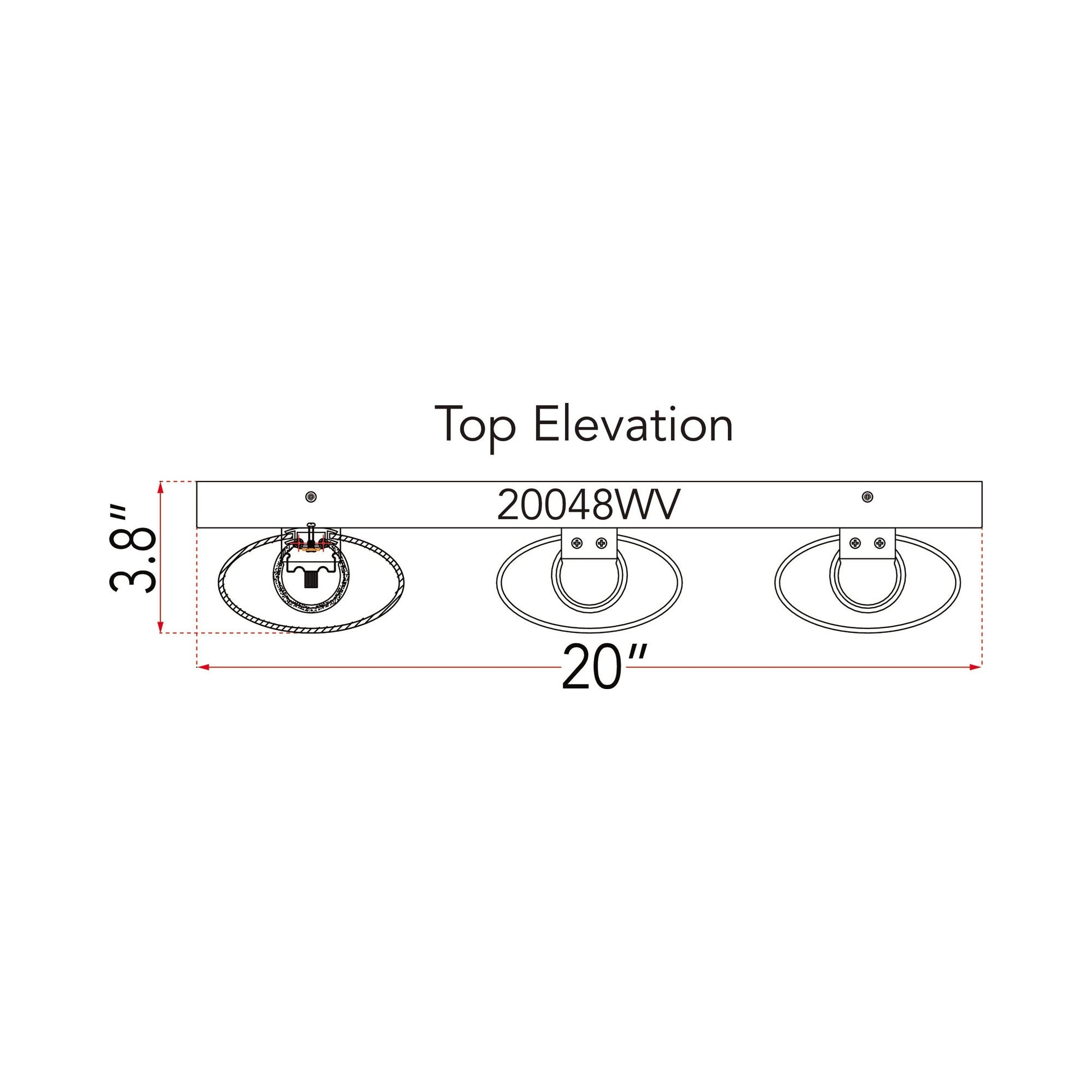 Zoe LED Bath Vanity Light - line drawing.