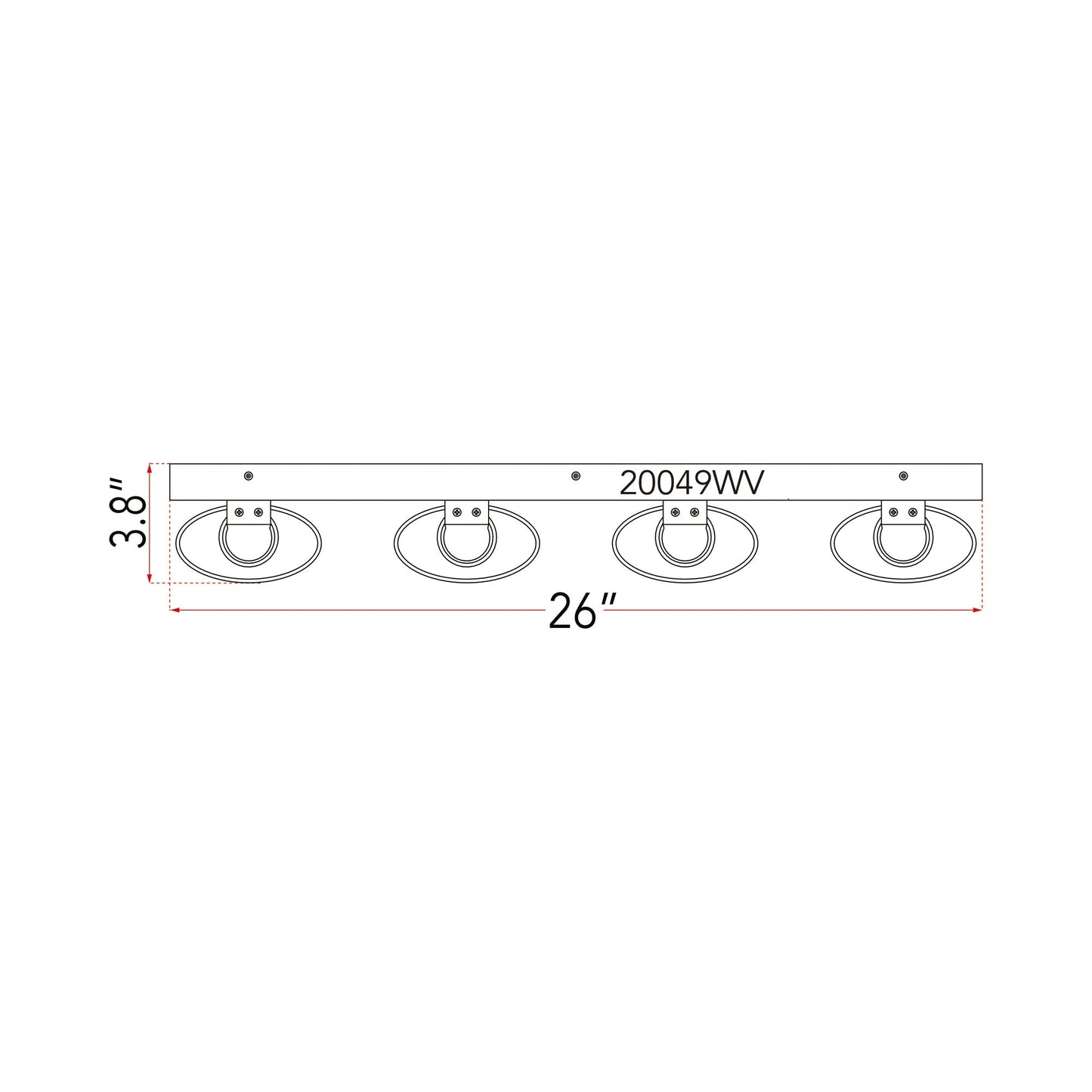 Zoe LED Bath Vanity Light - line drawing.
