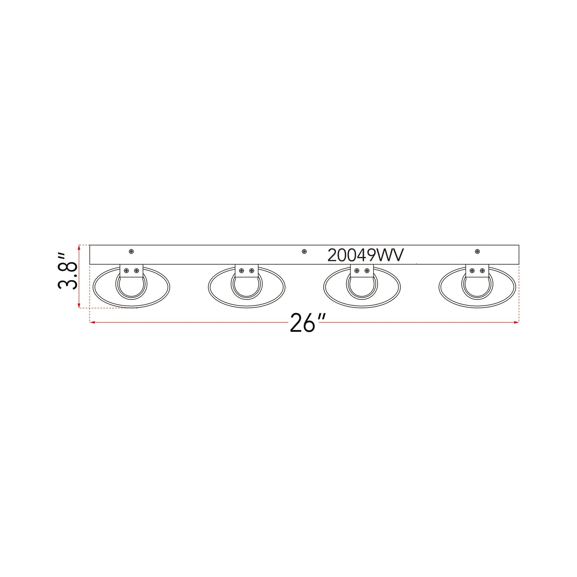 Zoe LED Bath Vanity Light - line drawing.