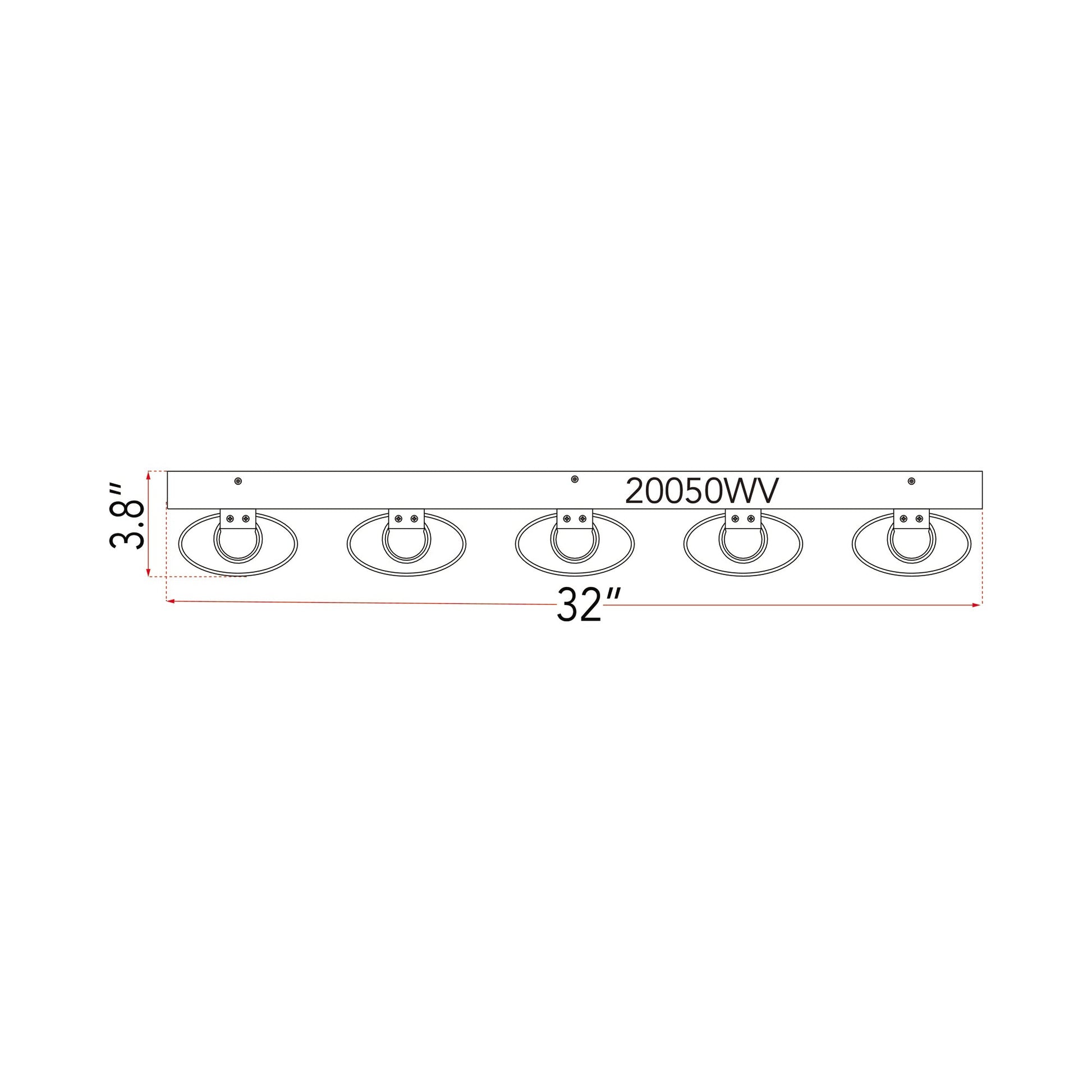 Zoe LED Bath Vanity Light - line drawing.