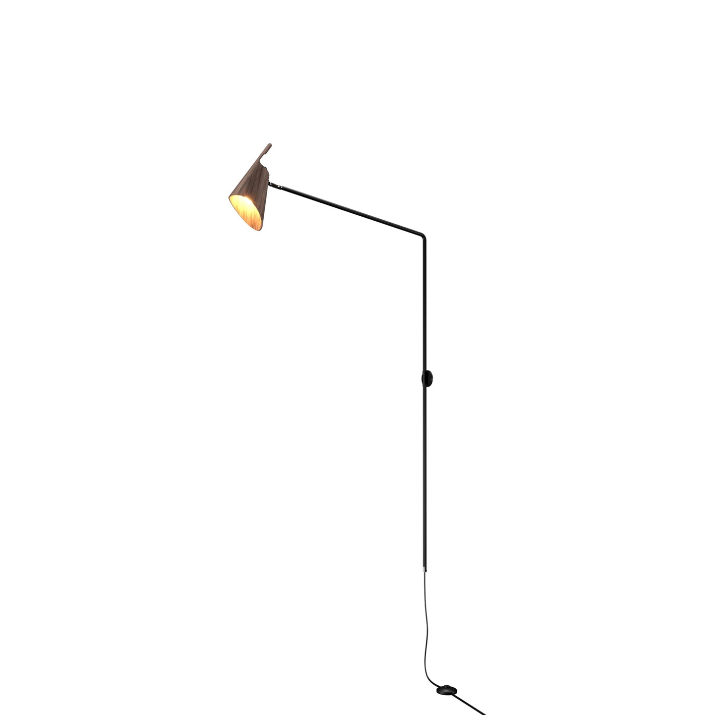 Balance Swing Arm Wall Light in American Walnut.