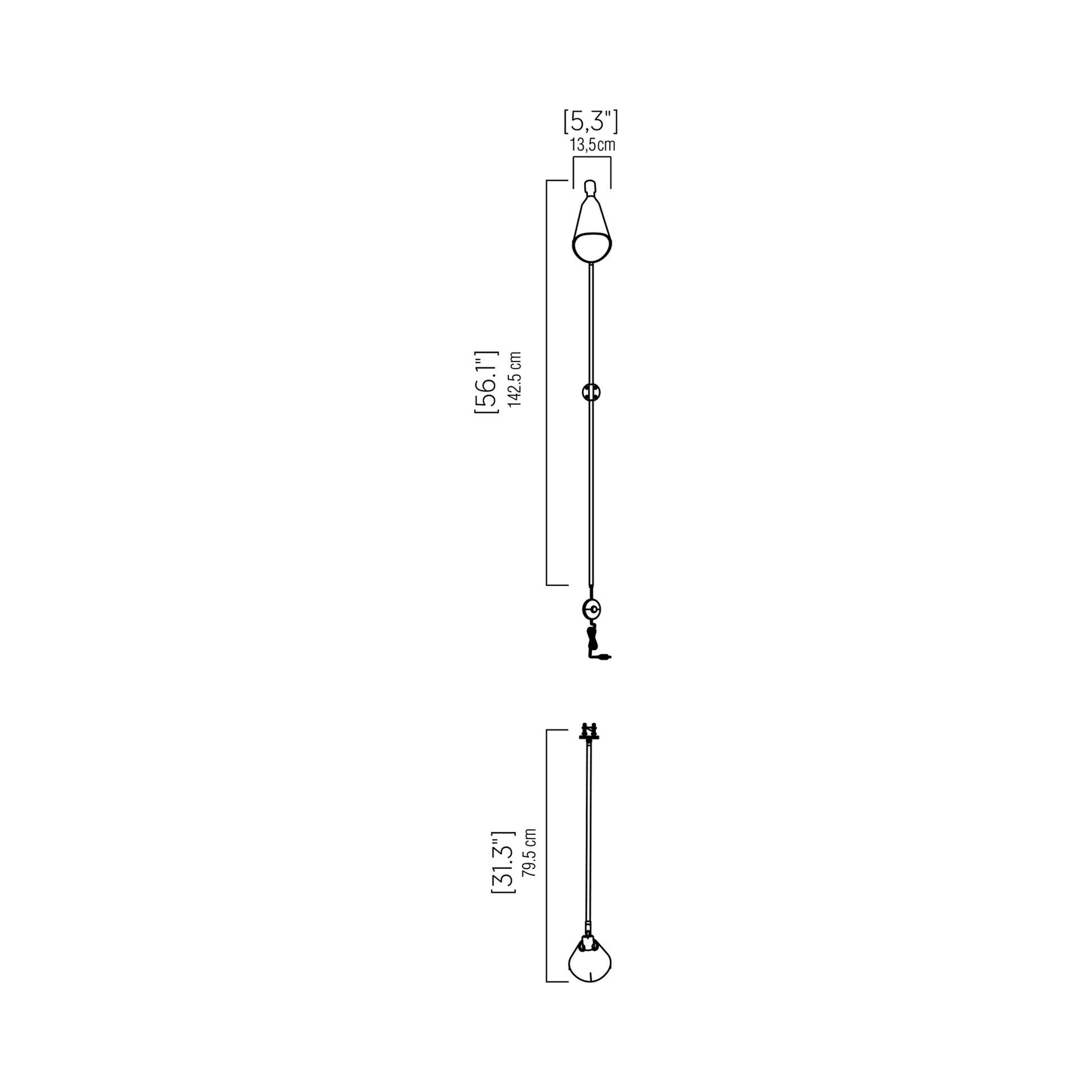 Balance Swing Arm Wall Light - line drawing.