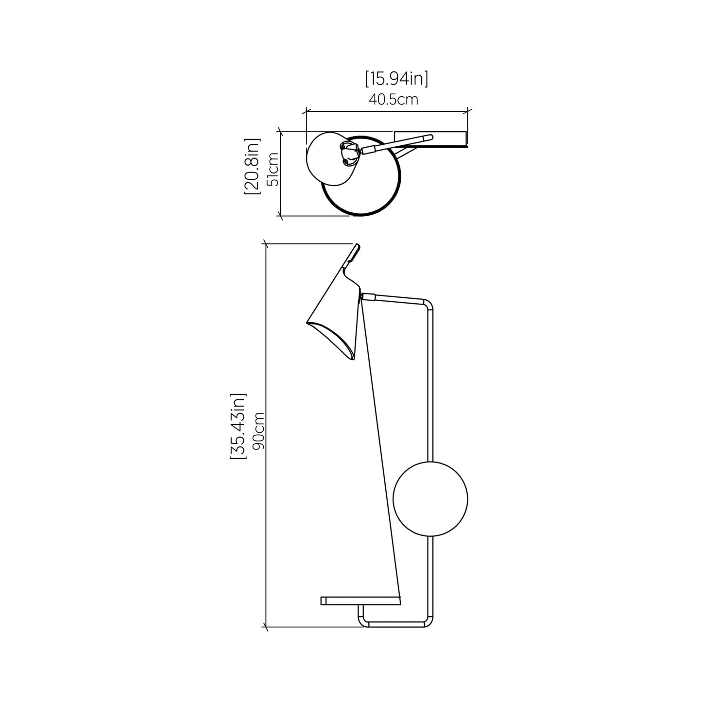 Balance Wall Light - line drawing.